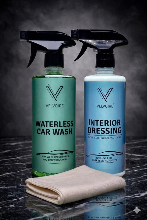 Interior Dressing + Waterless Car Wash + Microfiber Cloth
